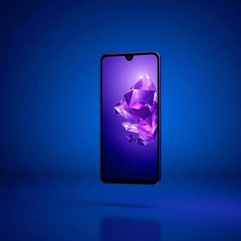 Infinix Note 50 Pro 4G front view of the handset with the screen on, studio lit on a midnight indigo backdrop