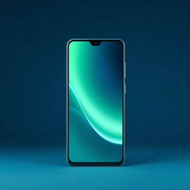 OPPO Reno 11 F 5G front view of the handset with the screen on, studio lit on a midnight indigo backdrop