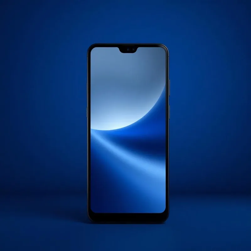 Tecno Spark 20 Pro front view of the handset with the screen on, studio lit on a midnight indigo backdrop